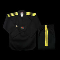 ADIDAS - Black/Gold Stripes Taekwondo Dobok/Uniform - 150cm