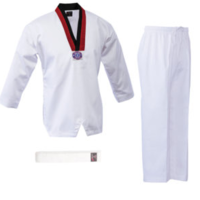 ECONOMY - Poom Dobok/Taekwondo Uniform (Red/Black V-neck) - Size 00