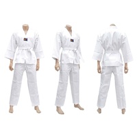 ECONOMY - White V Ribbed TaeKwondo Dobok/Uniform - Size 0/130cm