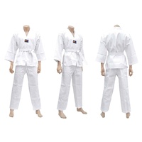 ECONOMY - White V Non-Ribbed TaeKwondo Dobok/Uniform - Size 0/130cm