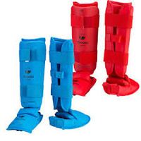 TOKAIDO - Karate Shin, Instep and Heel Guard - WKF Approved - Red/Small 