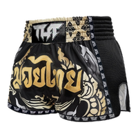 TUFF - King of Naga Black Retro Muay Thai Shorts - Small
