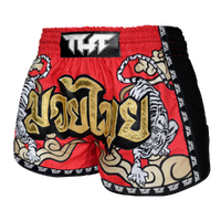 TUFF - Red Double Tiger Retro Muay Thai Shorts - Small