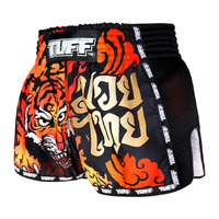TUFF - Orange Furious Tiger Retro Muay Thai Shorts - Small