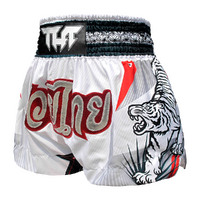 TUFF - White Double Tiger Thai Boxing Shorts - Small