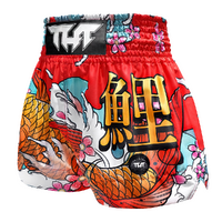 TUFF - Red Japanese Koi Fish Thai Boxing Shorts - Small