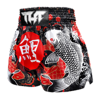 TUFF - Black Japanese Koi Fish Thai Boxing Shorts - Small