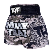TUFF - Grey Camouflage Thai Boxing Shorts - Extra Extra Small