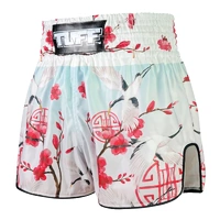 TUFF - 'The Red Crane' High-Cut Retro Muay Thai Shorts - Medium