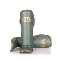 YUTH - Gold Line Shin Guards - Army Green/Gold - Small