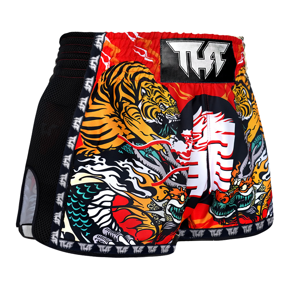 TUFF Sport Retro Muay Thai Boxing Shorts Martial Arts Clothing Training Gym Trunks Classic Slim Cut 