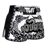 TUFF - 'The Great Hongsa' White Retro Muay Thai Shorts - Extra Extra Large