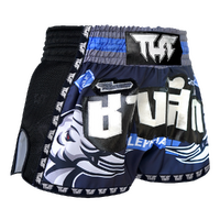 TUFF - Blue War Elephant Retro Muay Thai Shorts - Small