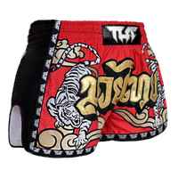 TUFF - Red Double Tiger Retro Muay Thai Shorts - Small