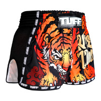 TUFF - Orange Furious Tiger Retro Muay Thai Shorts - Small