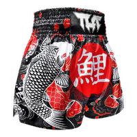TUFF - Black Japanese Koi Fish Thai Boxing Shorts - Small