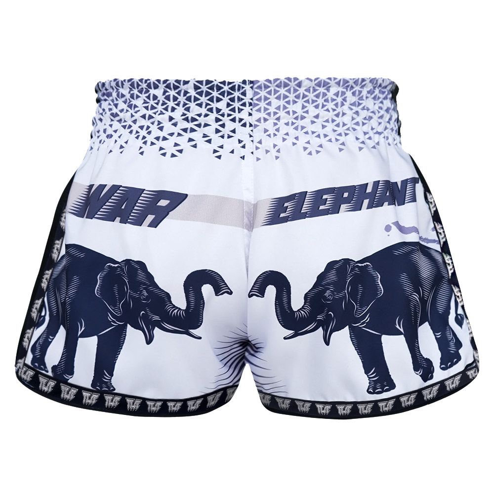 TUFF - White War Elephant Retro Muay Thai Shorts