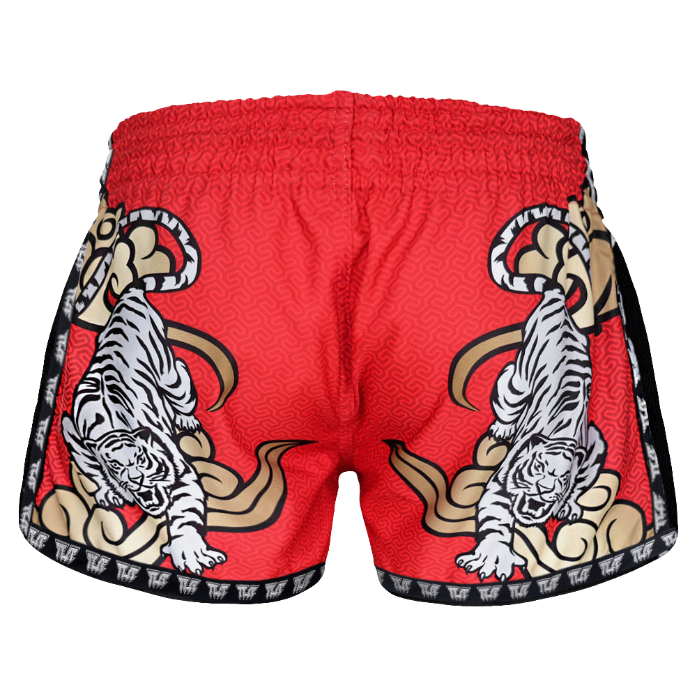TUFF - Red Double Tiger Retro Muay Thai Shorts