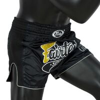 FAIRTEX Black Slim Cut Muay Thai Boxing Shorts (BS1708) - Small
