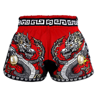 TUFF - Red Chinese Dragon Retro Muay Thai Shorts - Small