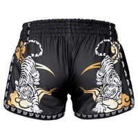 TUFF - Black Double Tiger Retro Muay Thai Shorts - Small
