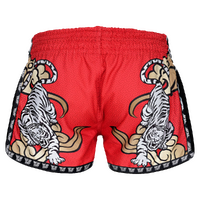 TUFF - Red Double Tiger Retro Muay Thai Shorts - Small