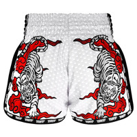 TUFF - White Double Tiger Retro Muay Thai Shorts - Small