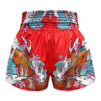 TUFF - Red Japanese Koi Fish Thai Boxing Shorts - Small