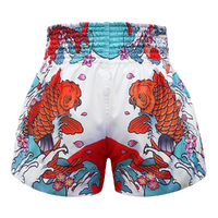 TUFF - White Japanese Koi Fish Thai Boxing Shorts - Extra Extra Small