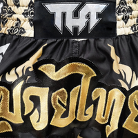 TUFF - King of Naga Black Retro Muay Thai Shorts - Small