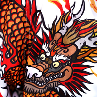 TUFF - White Chinese Dragon Retro Muay Thai Shorts - Small