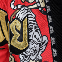 TUFF - Red Double Tiger Retro Muay Thai Shorts - Small
