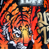 TUFF - Orange Furious Tiger Retro Muay Thai Shorts - Small