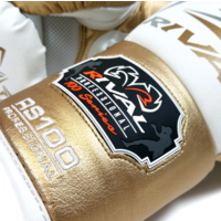 RIVAL BOXING - RS100 Professional Sparring Gloves - White/Gold-16oz