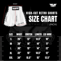 TUFF - 'The Red Crane' High-Cut Retro Muay Thai Shorts - Medium
