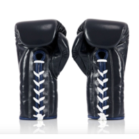 FAIRTEX - Professional Leather/Lace Up Fight Gloves (BGL6) - Navy/8oz