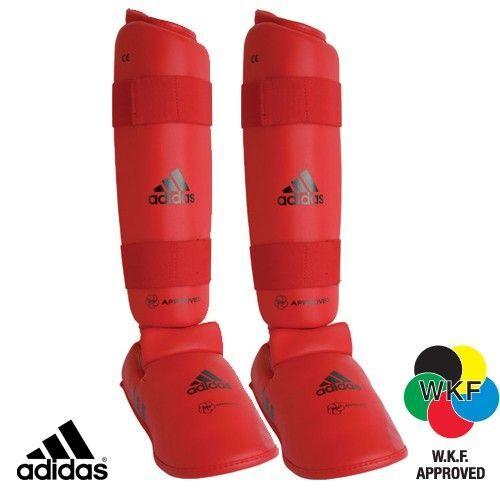 ADIDAS - Shin, Instep & Heel Guard - WKF Approved - Red/Small