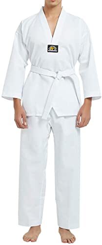 CSG - White V Ribbed Taekwondo Dobok/Uniform - Size 000/110cm