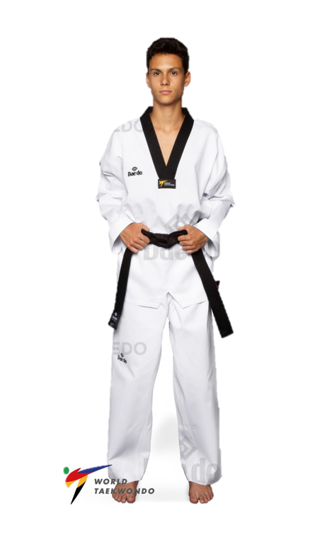 DAEDO - WT Approved Black V Ribbed Taekwondo Dobok - Size 000/110cm