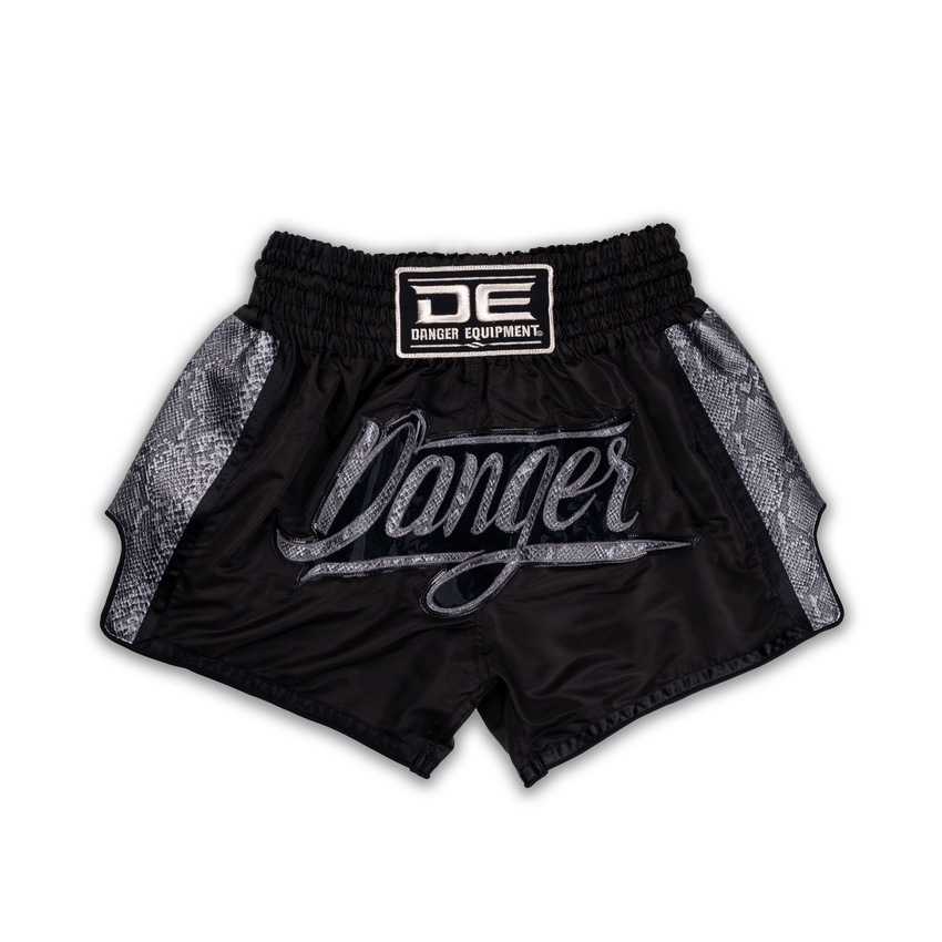 DANGER - Wild Line Muay Thai Shorts - Black/Silver - Extra Small