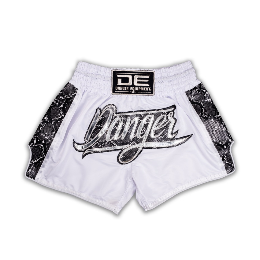 DANGER - Wild Line Muay Thai Shorts - White/Silver - Extra Small