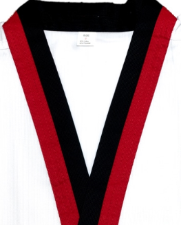 ECONOMY - Poom Dobok/Taekwondo Uniform (Red/Black V-neck) - Size 00
