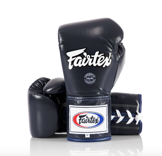 FAIRTEX - Professional Leather/Lace Up Fight Gloves (BGL6) - Navy/10oz
