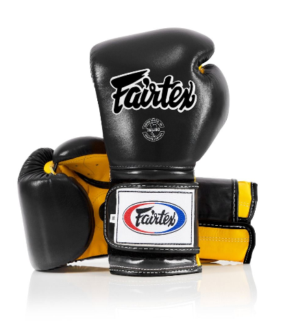 FAIRTEX - "Heavy Hitter" Mexican Style Boxing Gloves (BGV9) - Black/Yellow-16oz