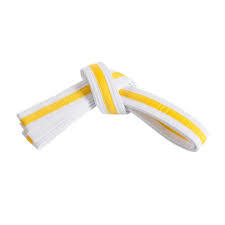 MSA - Martial Arts Belt - White with Yellow Stripe - Size 5/300cm 