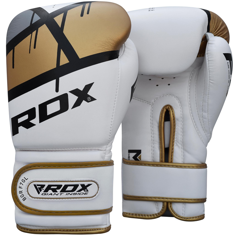 RDX - F7 Ego Boxing Gloves - White/Gold - 12oz