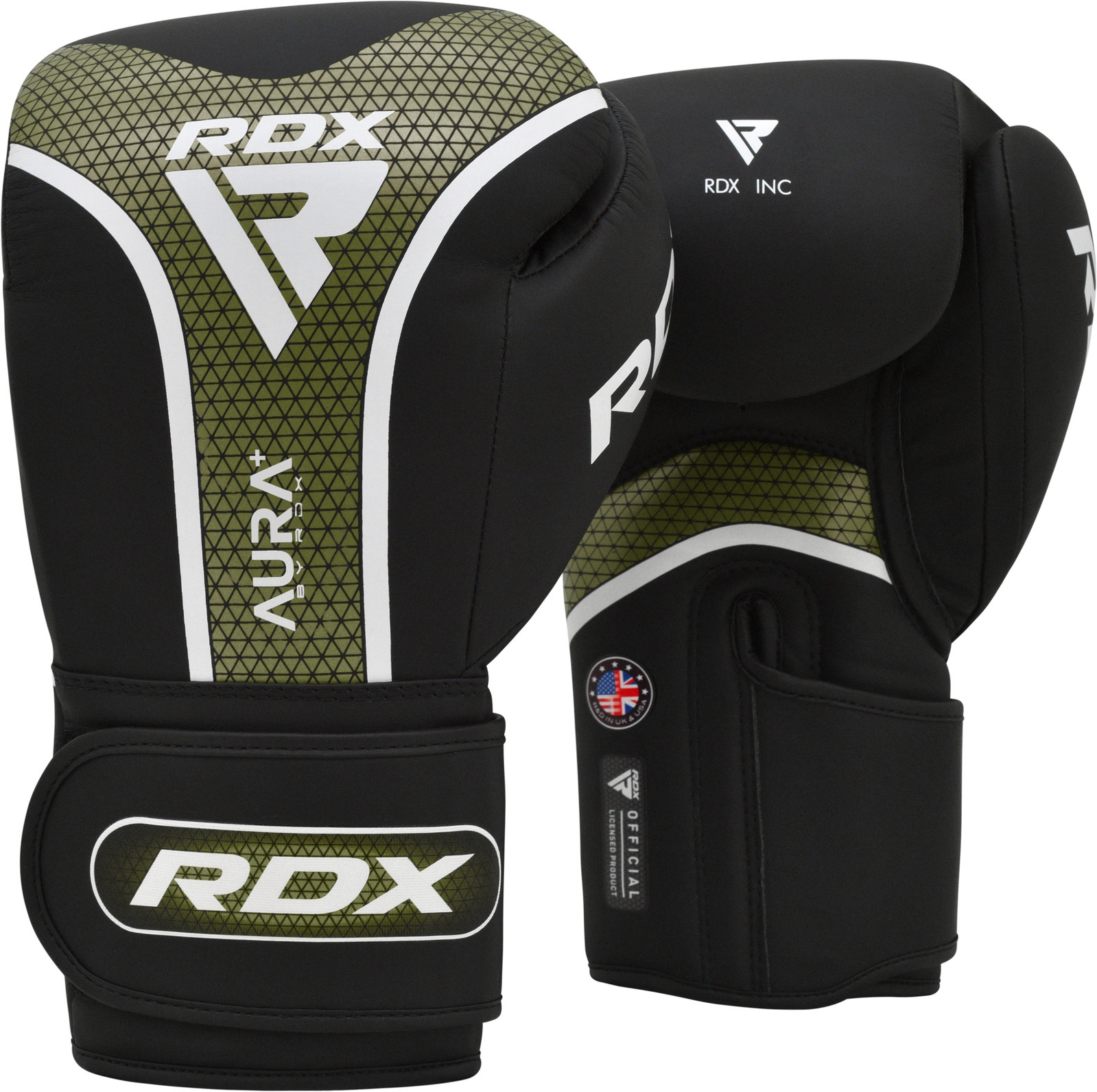 RDX - T17 Aura Plus Boxing Gloves - Army Green/10oz
