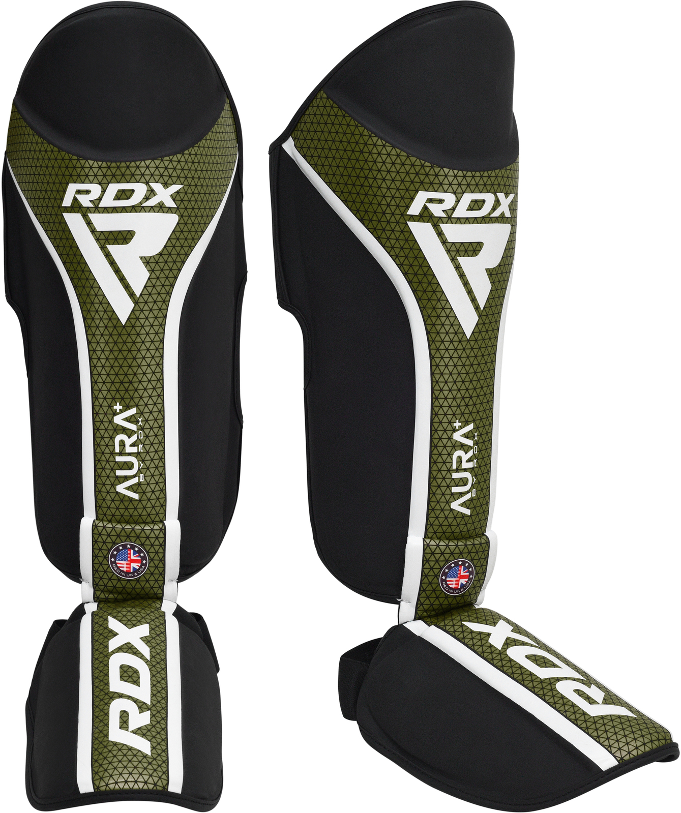 RDX T17 Aura Plus MMA Shin Guards Army Green