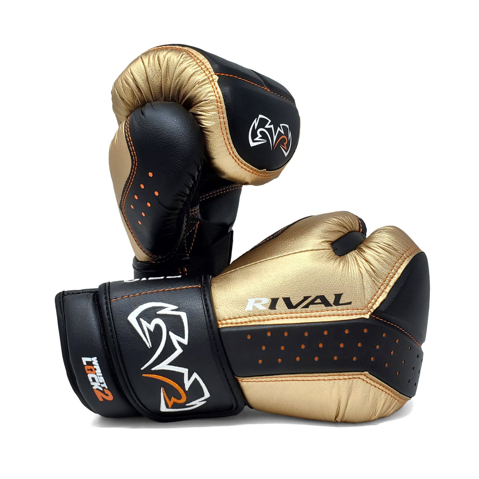 RIVAL BOXING - RB10 Intelli-Shock Bag Gloves - Black/Gold-Large/12oz