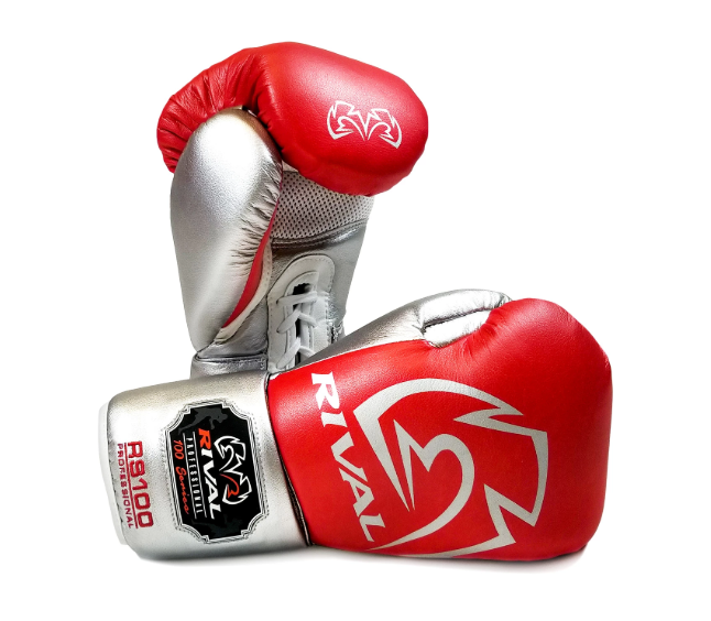 RIVAL BOXING - RS100 Professional Sparring Gloves - Red/Silver-16oz